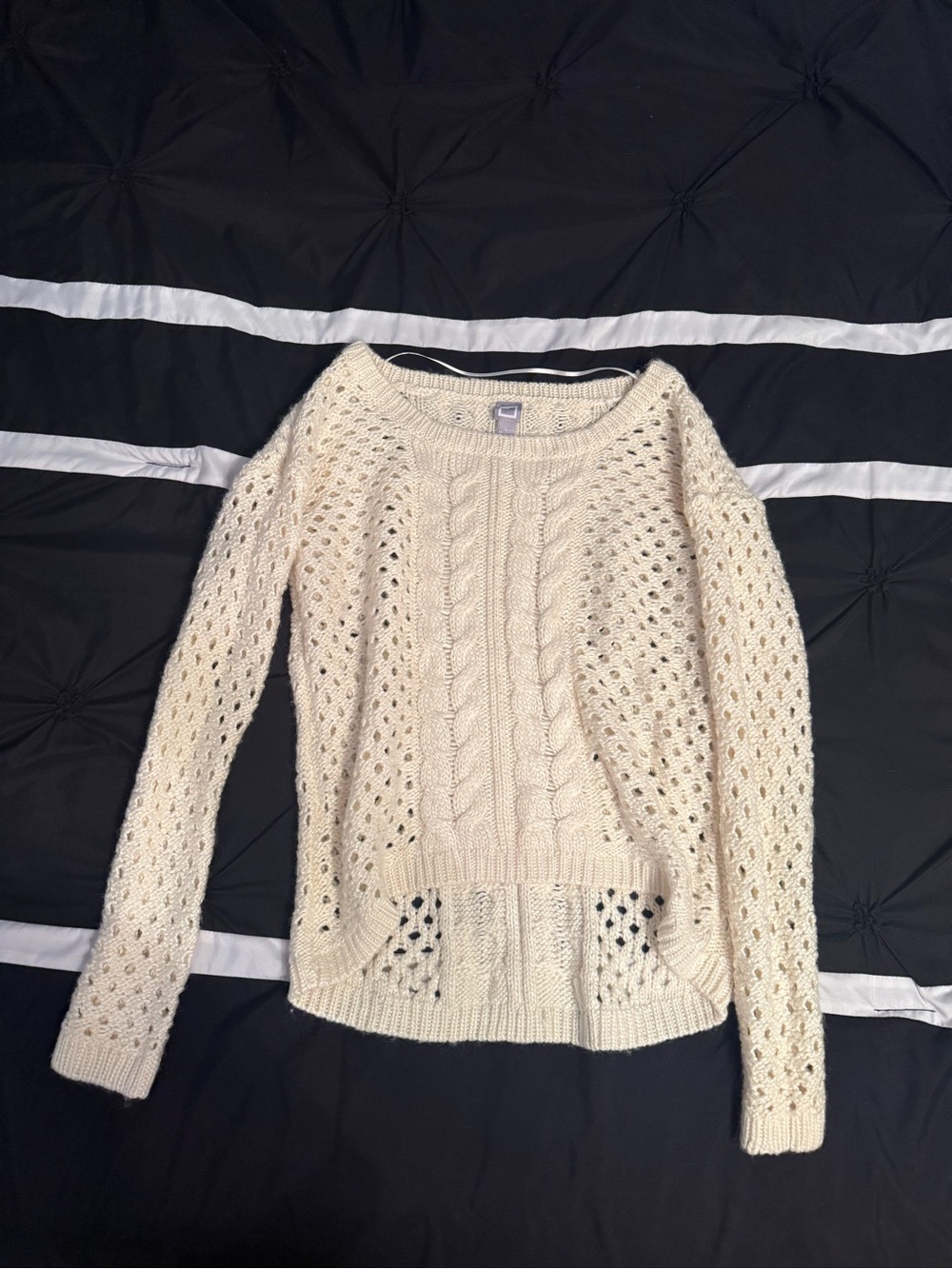 jcpenney Cream Open-Weave Cable Knit Sweater